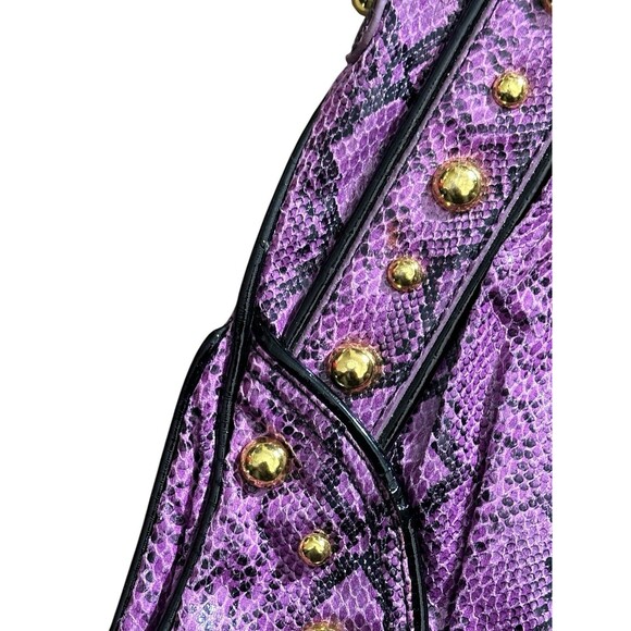 Vtg Y2K Baby Phat Purple Snake Skin Pattern Shoulder Bag Purse Studded HTF Rare - Picture 15 of 16
